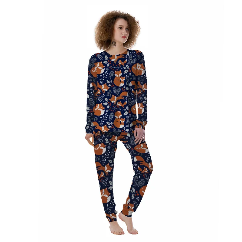 Fox Winter Print Pattern Women's Pajamas