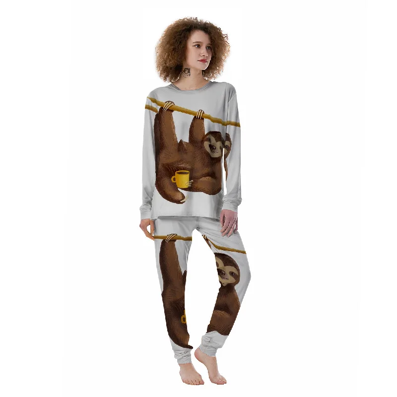 Sloth Happy Print Women's Pajamas