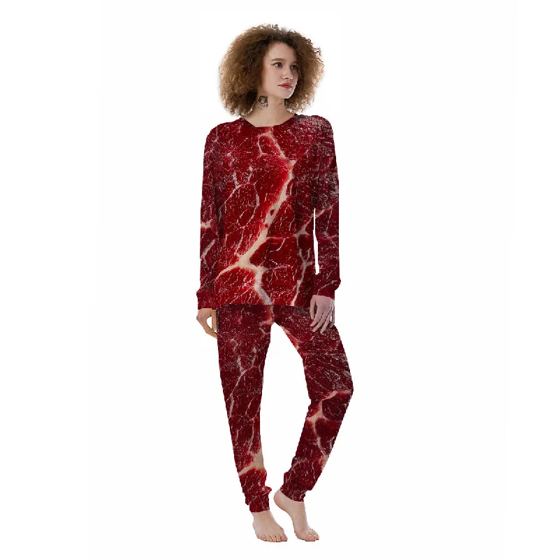 Texture Red Meat Print Women's Pajamas