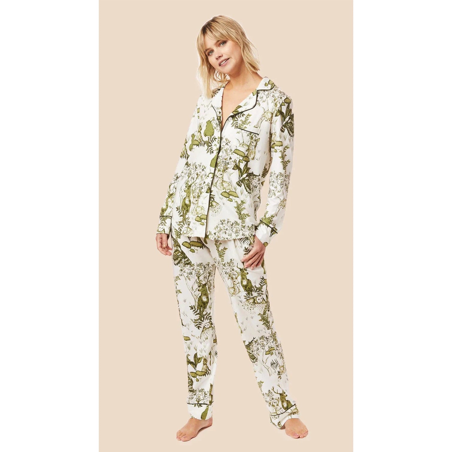 The Cat's Woodside Pima Knit Long Sleeve Pajama Set