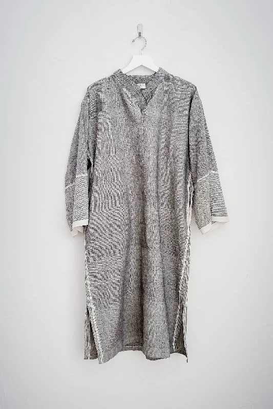 Grey Striped Tribeca Long Sleeve Kaftan