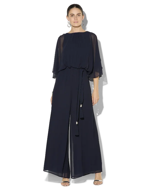 Lucien Navy Chiffon Jumpsuit