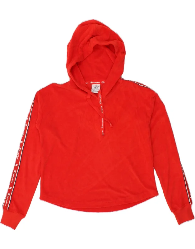 CHAMPION Womens Oversized Graphic Hoodie Jumper UK 10 Small Red