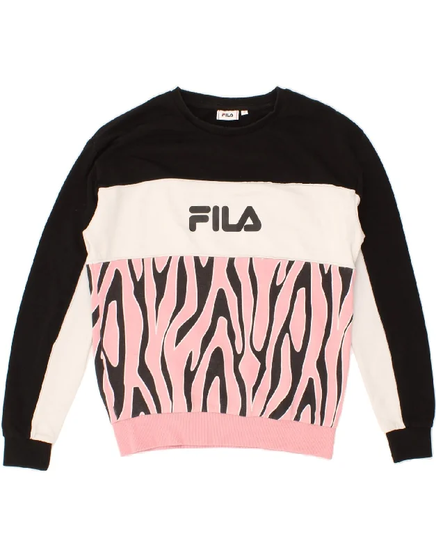 FILA Womens Graphic Sweatshirt Jumper UK 10 Small Multicoloured