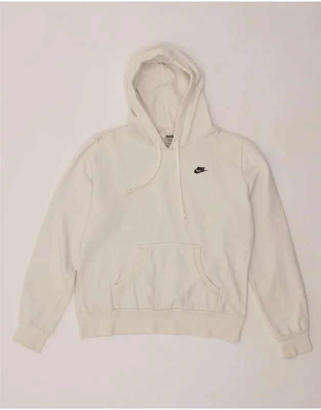 NIKE Womens Hoodie Jumper UK 14/16 Large White