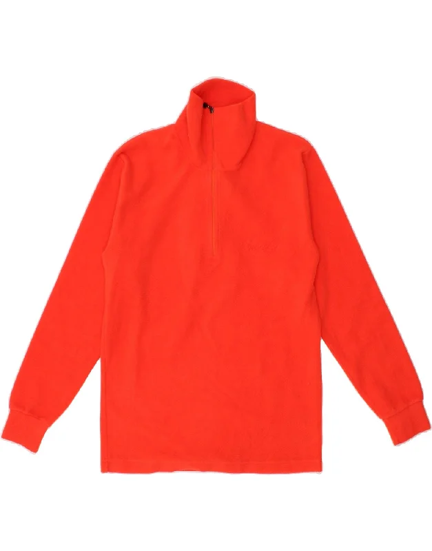 POLARTEC Womens Zip Neck Fleece Jumper UK 12 Medium Orange Polyester