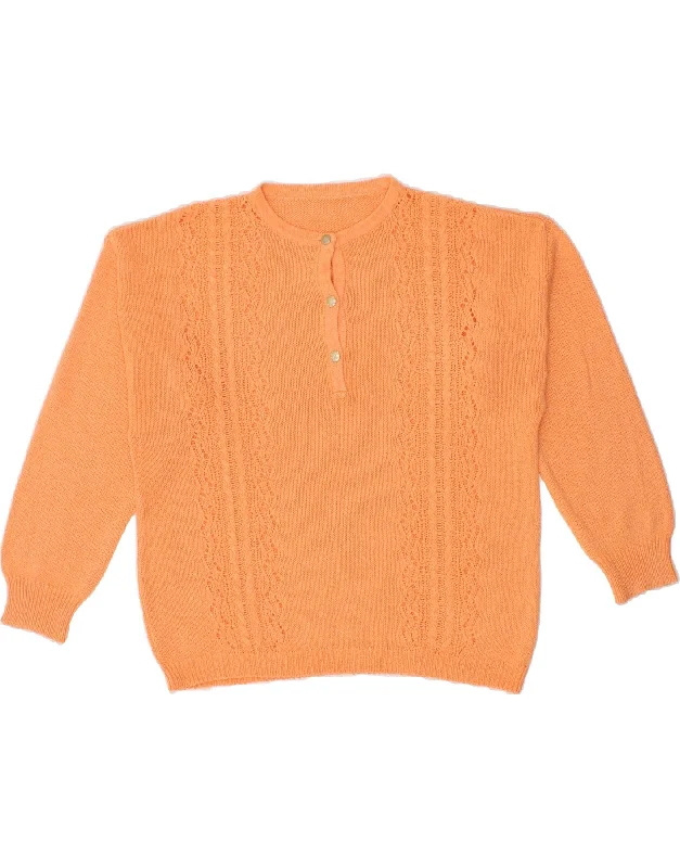 VINTAGE Womens Crew Neck Jumper Sweater UK 14 Medium Orange