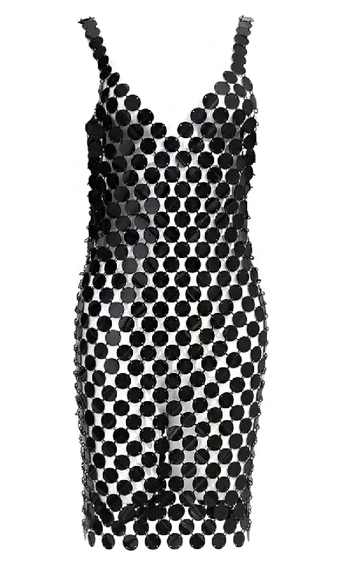 Wild Tonight <br><span>Black Paillette Sequin Sleeveless V Neck V Back Bodycon Mini Dress</span>