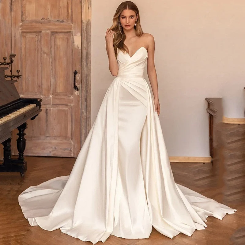 Wedding Dresses Mermaid Satin Church Bride Dress