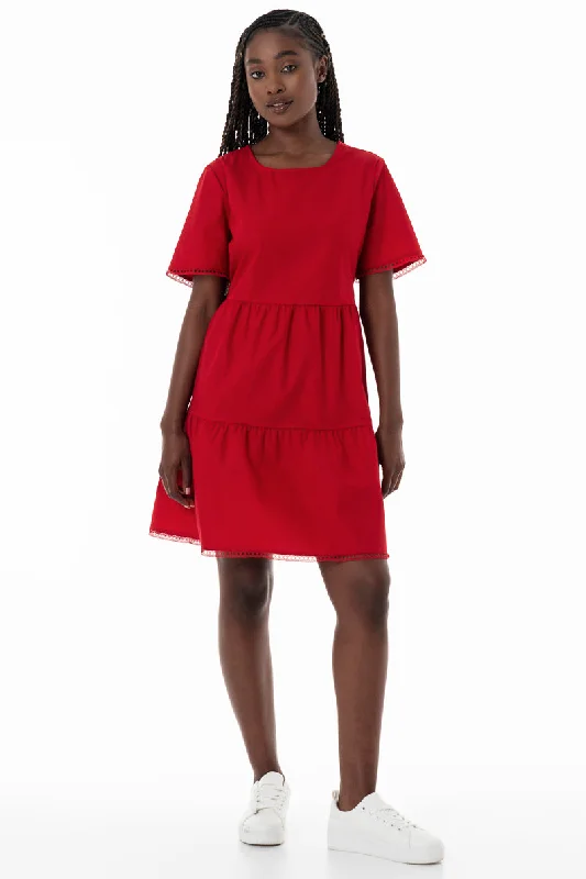 Babydoll Tiered Dress _ 153763 _ Red