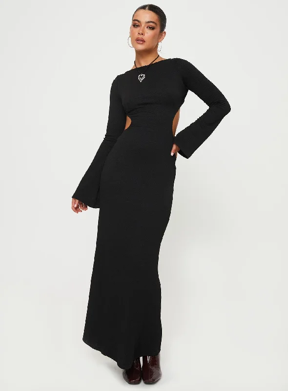 Bordelle Long Sleeve Maxi Dress Black