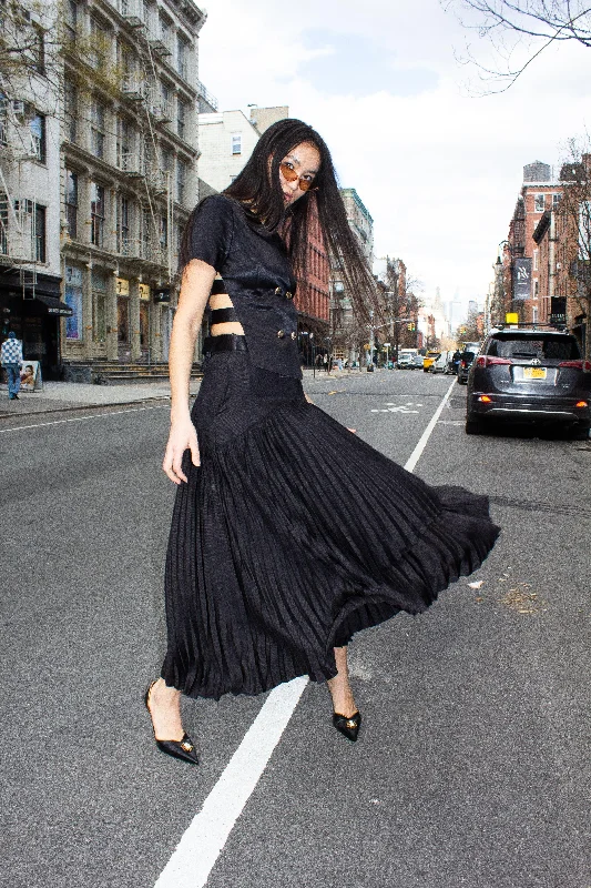 Maryanne Black Pleated Skirt