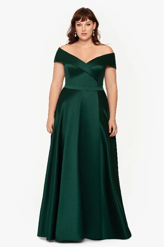 Plus "Samara" Floor Length Off the Shoulder Pocket Gown