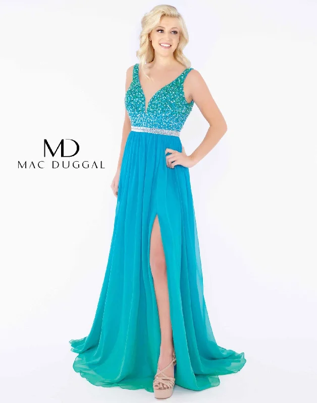 Mac Duggal 77587 Prom Long Sleeveless Chiffon Gown