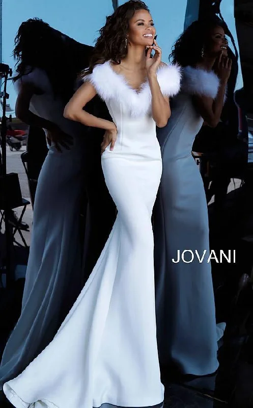 Jovani 63884 Long Off Shoulder Evening Mermaid Gown