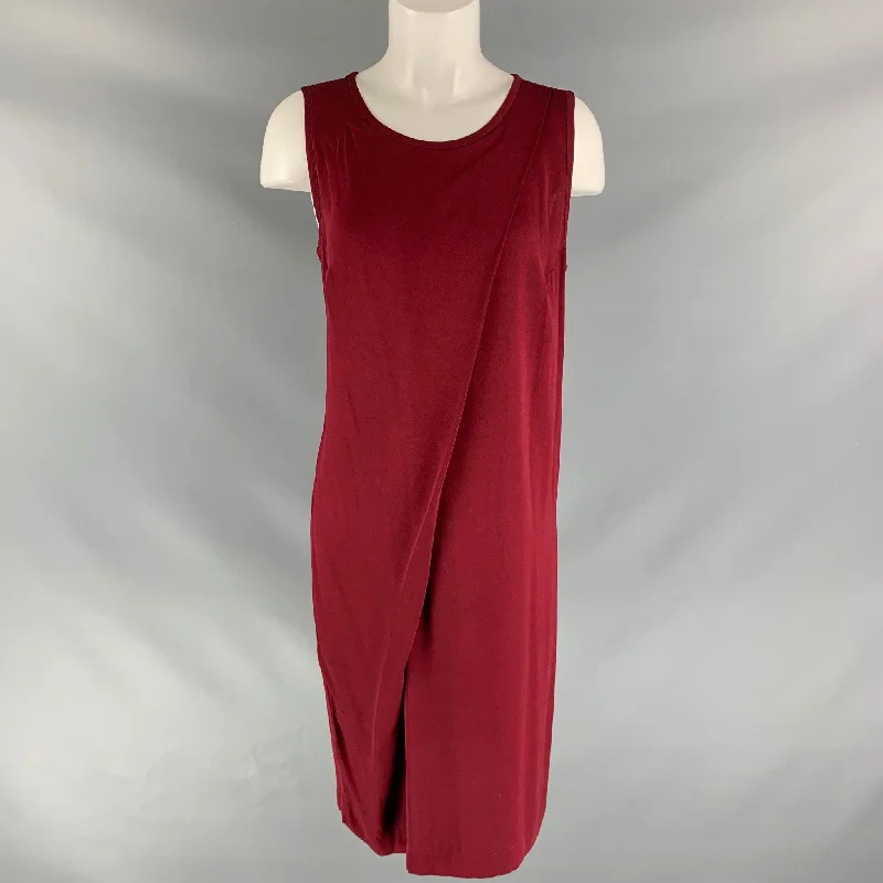 ANN DEMEULEMEESTER Size 4 Burgundy Rayon Solid Shift Dress