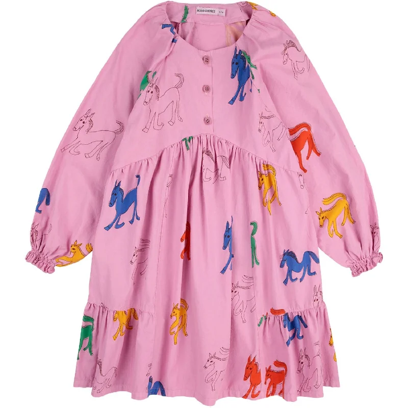 Bobo Choses Pink Wonder Horse All Over Woven Dress