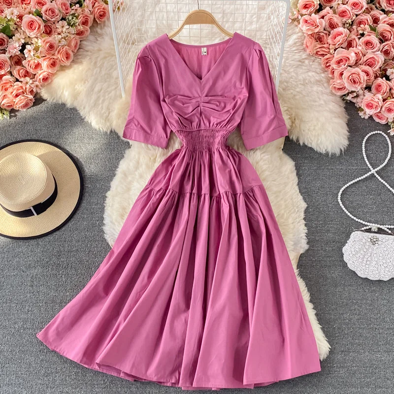 Cute A line v neck dress fashion dress  556