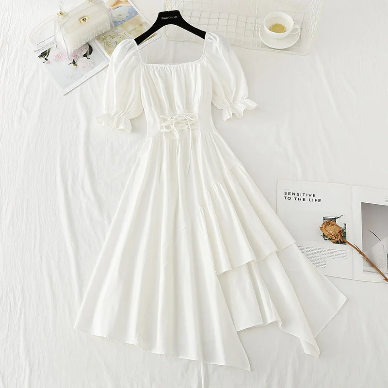 Cute irregular A line dress fashion dress  477