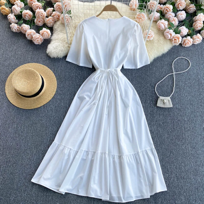 Cute round neck A line dress fashion dress  521