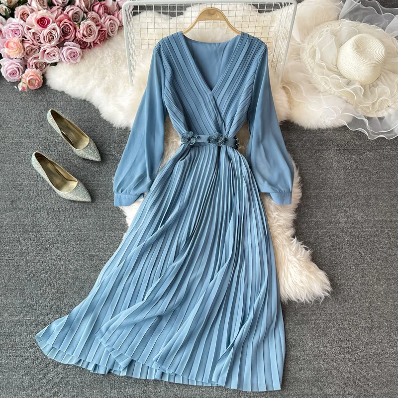 Cute v neck chiffon dress fashion dress  642