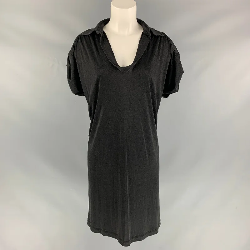 DEREK LAM Size M Black Silk Solid Dress