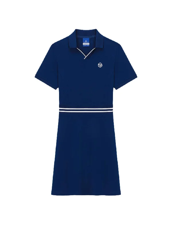 Essential Piqué Collar Dress- Navy Bright color unclassified dresses