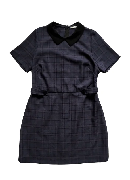 George Womens Woven Check Peter Pan Collar Dress