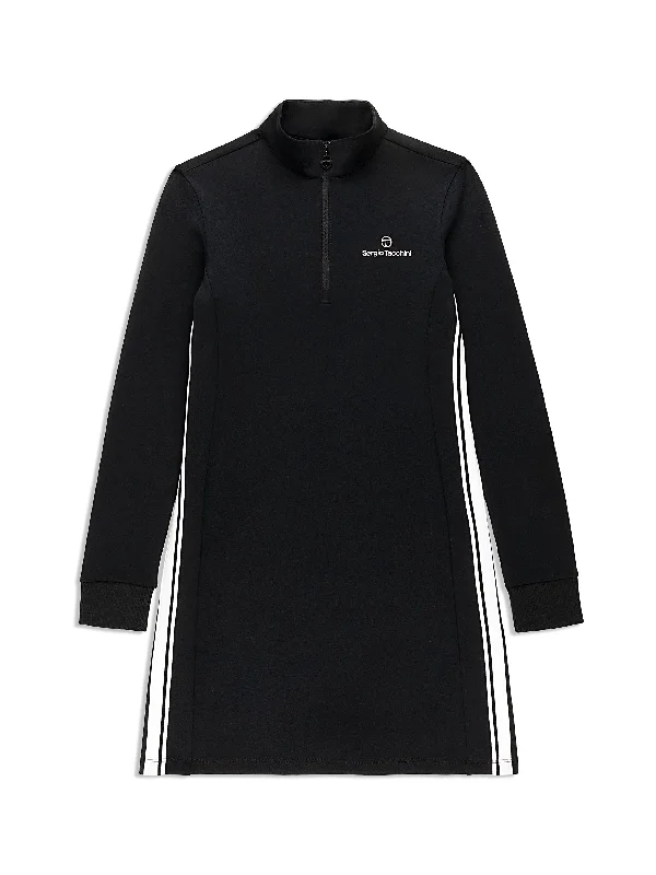 Damarindo Half-Zip Track Dress- Black Beaded unclassified dresses