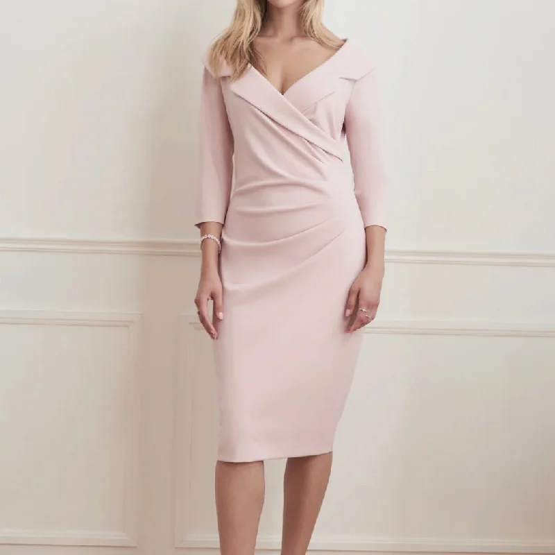 Joseph Ribkoff blush wrap front dress