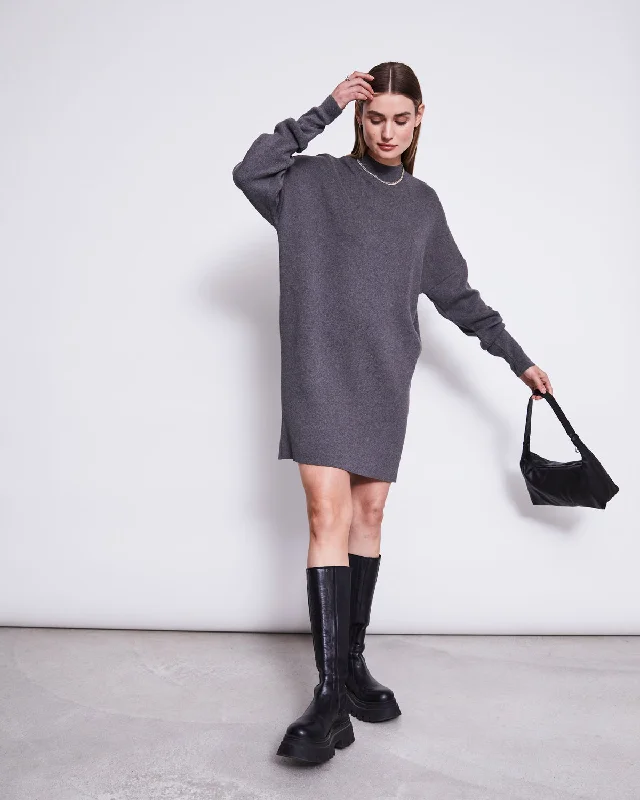 KNIT DRESS NUNA DARK GREY GOTS