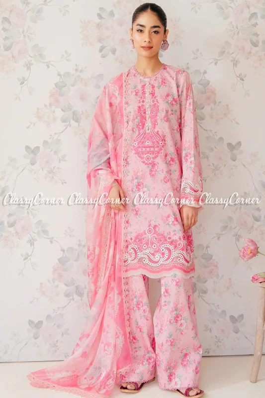 Light Pink Floral Lawn Salwar Kameez