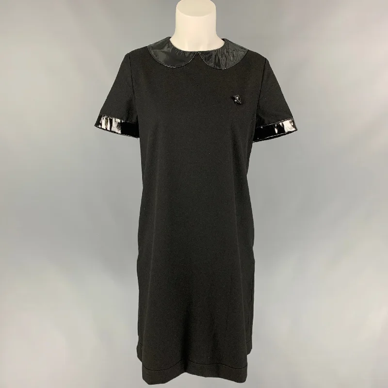 LOVE MOSCHINO Size 4 Black Polyester Blend Mixed Materials Shift Dress