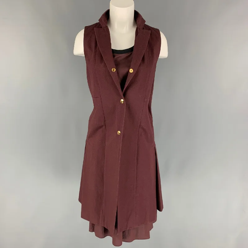 MARNI SS 13 Size 4 Burgundy Cotton Sleeveless 2 Piece Dress Set