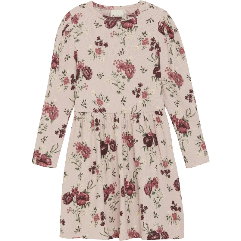 Minymo Sepia Rose Dress AOP Rib