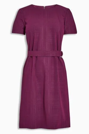 Next Womens Petite Berry Belted Workwear Dress