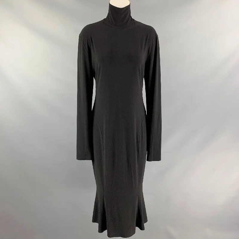 NORMA KAMALI Size L Black Polyester &  Spandex Solid Dress