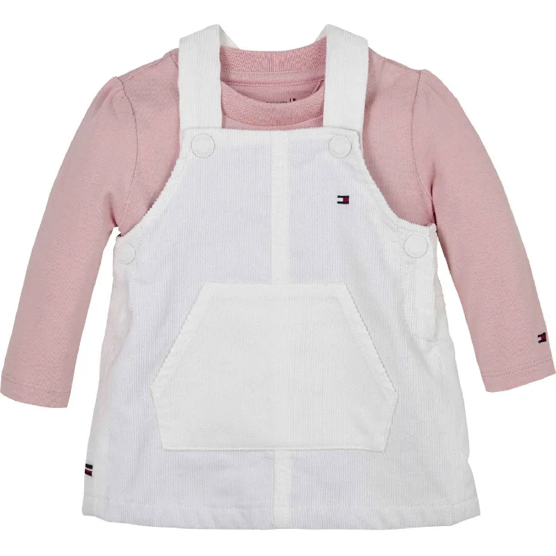 Tommy Hilfiger Ancient White Monotype Cord Dungaree Dress Set