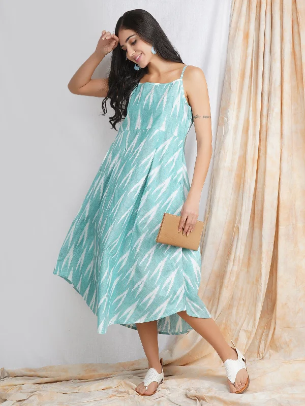 Sea Green Noodle Strap 'Vibrant' Cotton Dress