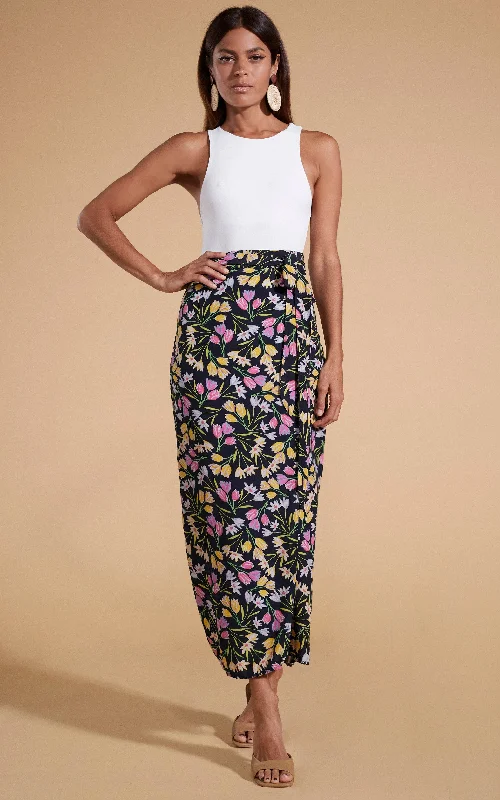 Whitney Maxi Wrap Skirt in Citrus Tulip