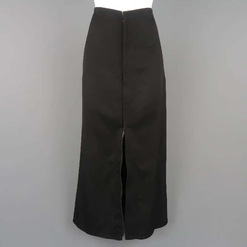 YOHJI YAMAMOTO Size XS / JP 1 Black Wool Double Zip Long A line Skirt