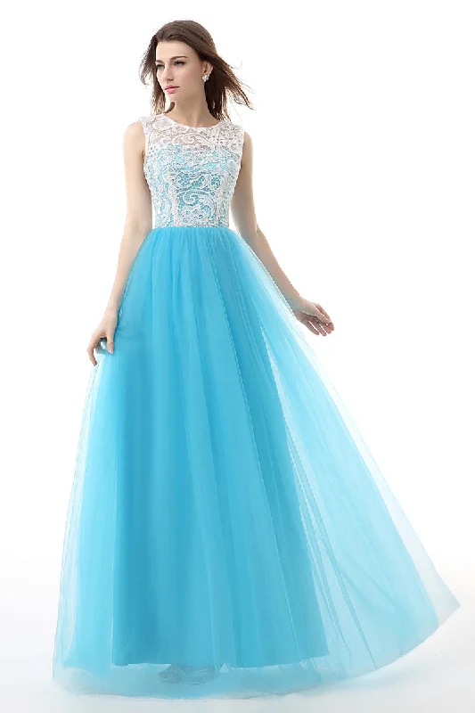 Tulle Lace Light Sky Blue Corset Prom Dresses outfit