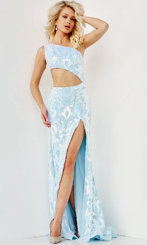 Jovani Sequin-Print Long Cut-Out Prom Dress 22853