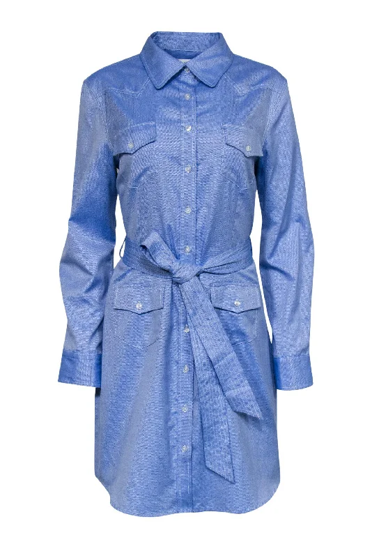 Milly - Light Blue Collared Shirt Dress w/ Belt Sz 12