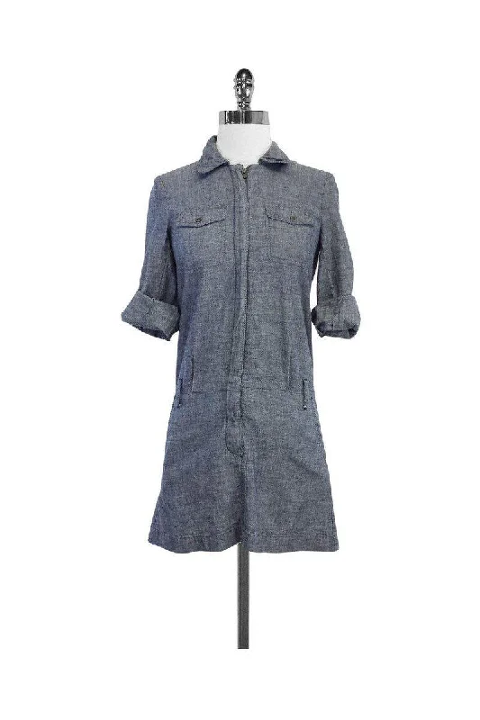 Theory - Blue Chambray Cotton Shirt Dress Sz 0