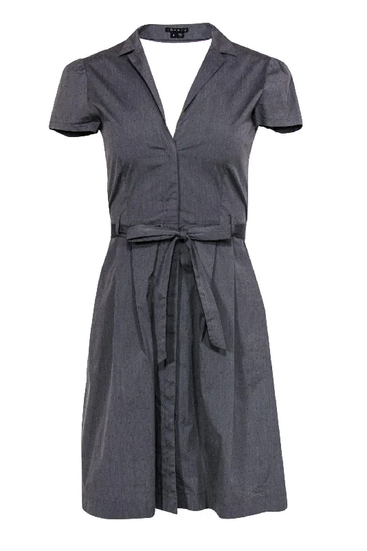 Theory - Gray Cotton Blend Shirt Dress w/ Open Back Sz 6