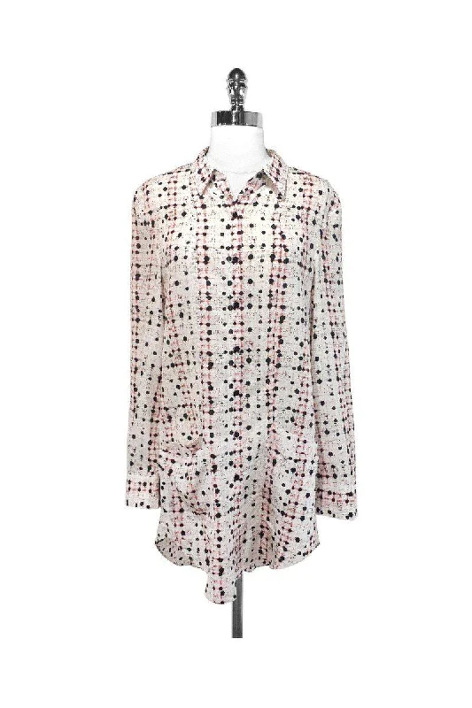 Theyskens' Theory - Abstract Print Silk Shirt Dress Sz S