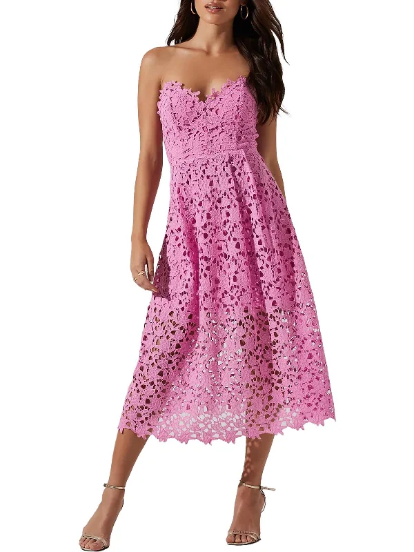 Anaya Womens Crochet Midi Cocktail and Party Dress